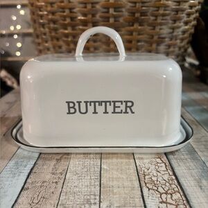 White Enamel Butter Dish